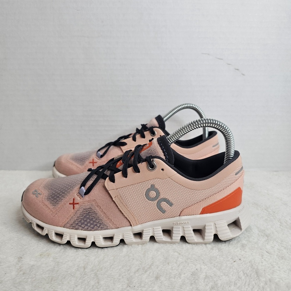 On Cloud X 3 Womens Size 6.5 Pink Orange Athletic Running Walking Shoes Sneakers